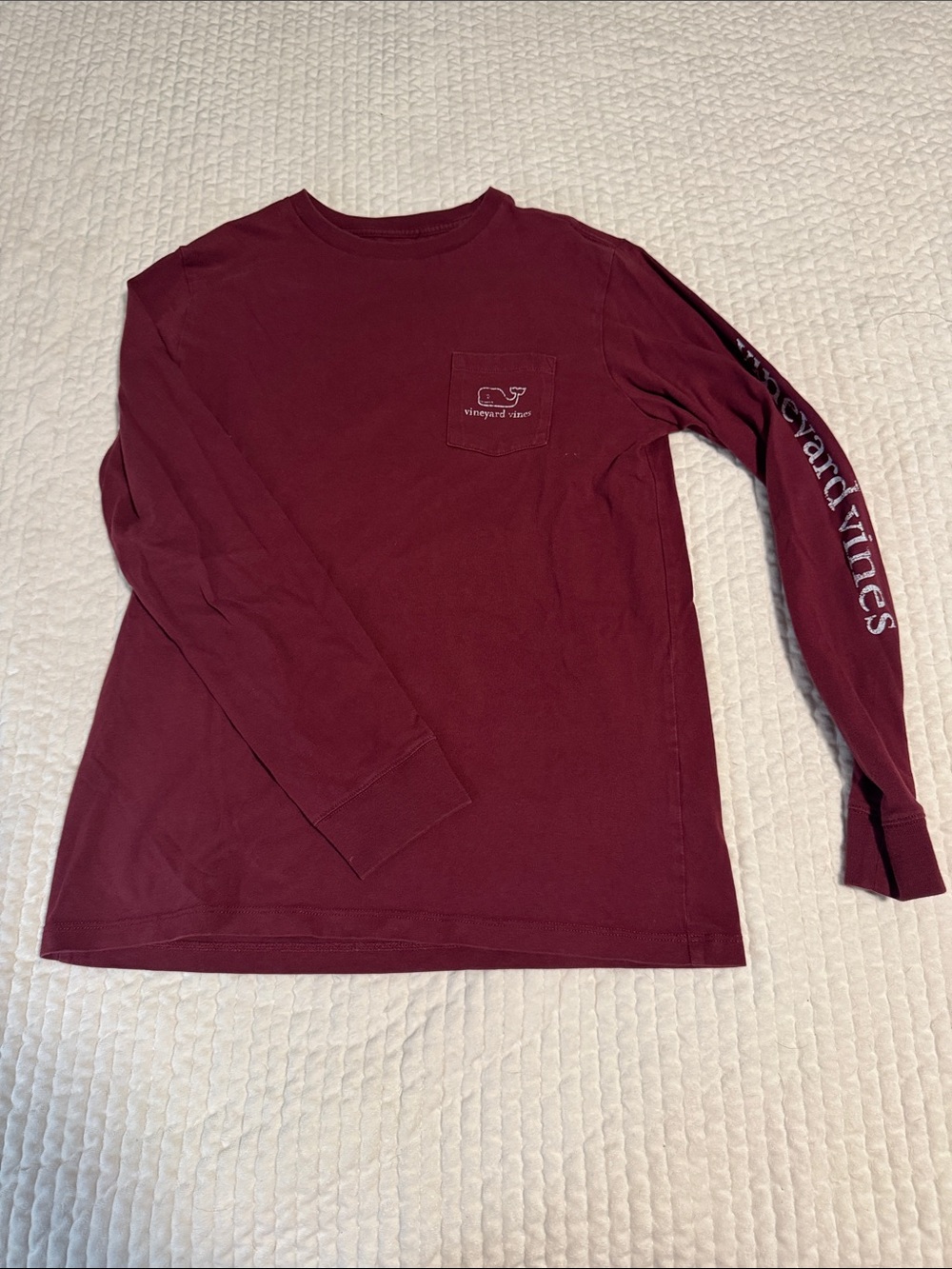Vineyard Vines Men's Long-Sleeve Pocket Tee — Wine/Burgundy